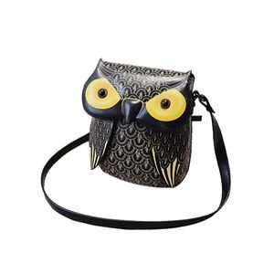 Owl Crossbody Black and Gold Women's Bag